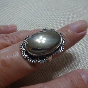 Unique APACHE PYRITE Handmade Sterling Ring Size 8 #36C